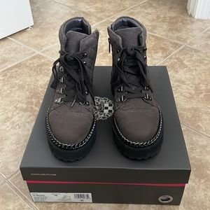 Vince Camuto Maissa Quilted Combat Booties in dark slate